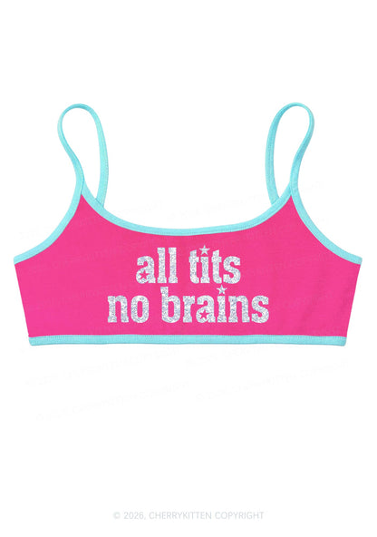 Glitter All Txts No Brains Star Y2K Super Crop Cami Cherrykitten