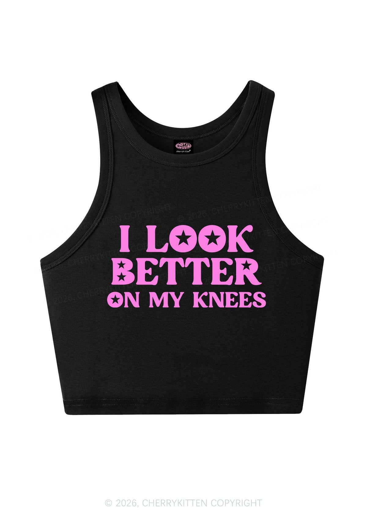 I Look Better On My Knees Y2K Crop Tank Top Cherrykitten