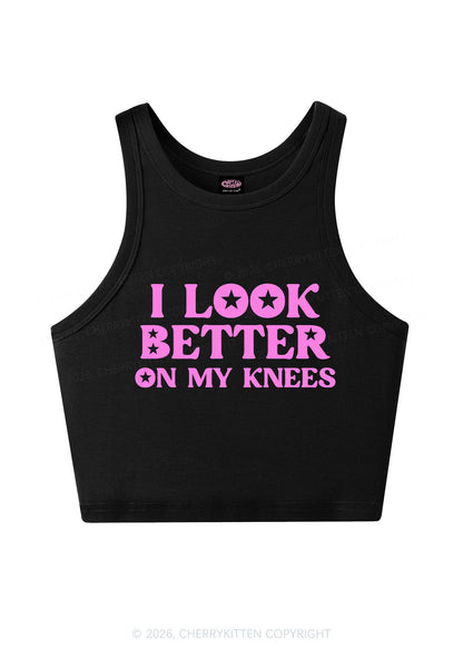 I Look Better On My Knees Y2K Crop Tank Top Cherrykitten