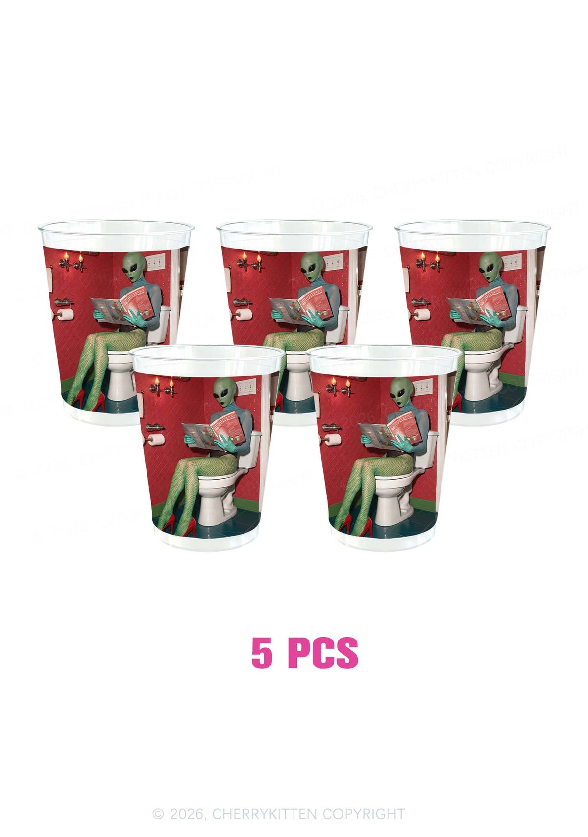 Alien On Toilet Y2K Halloween Plastic Cup Cherrykitten