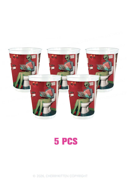 Alien On Toilet Y2K Halloween Plastic Cup Cherrykitten