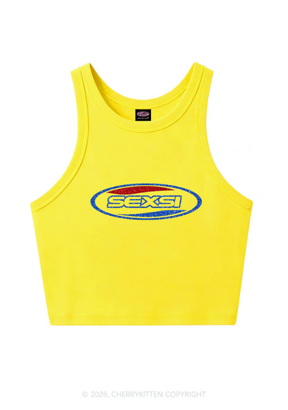 Glitter Sexsi Slogan Y2K Crop Tank Top Cherrykitten