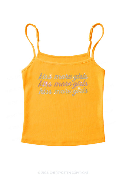 Rhinestone Kiss More Girls Pride Y2K Spaghetti Strap Cami Cherrykitten