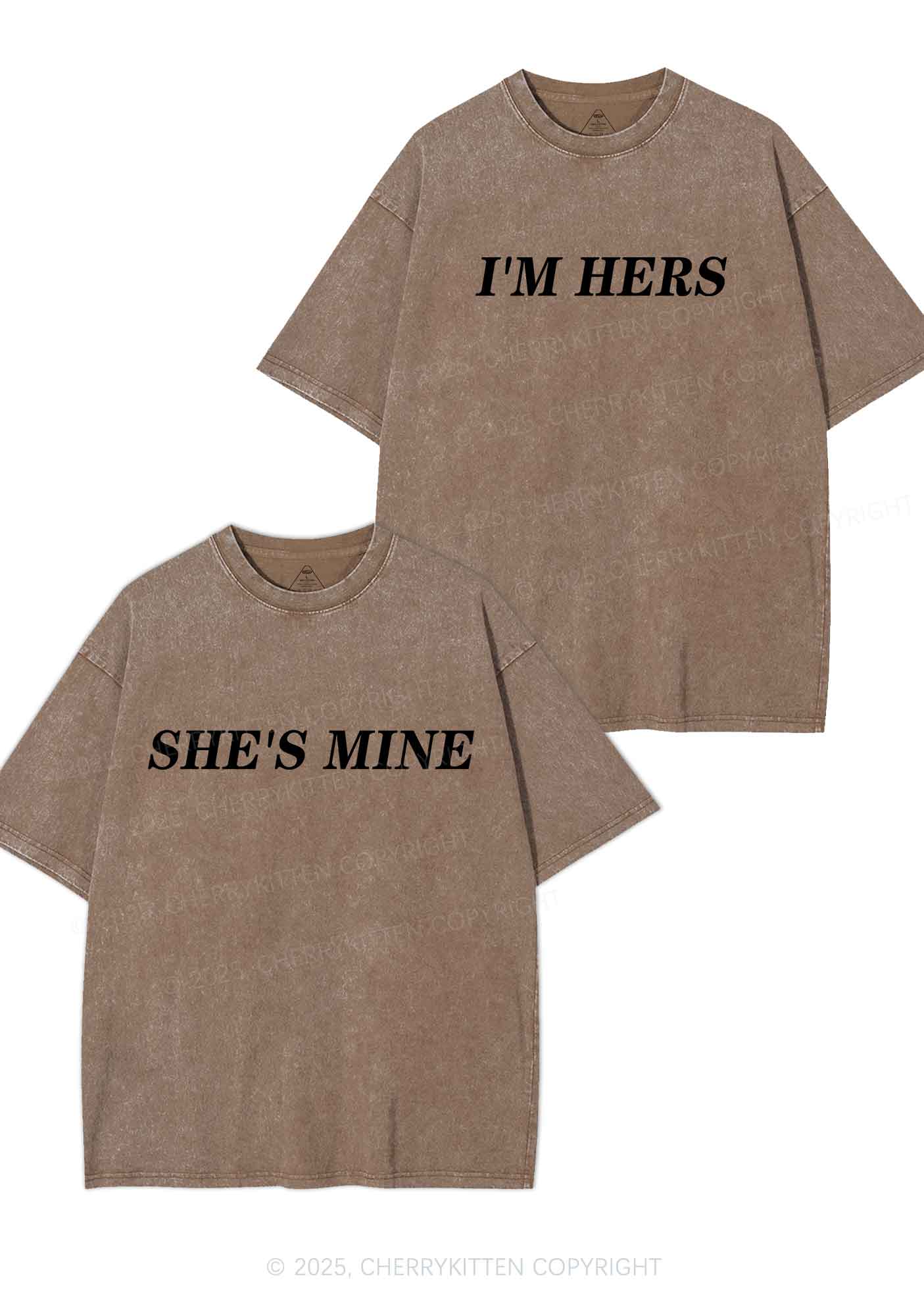 Shes Mine Im Hers Y2K Valentine's Day Washed Tee Cherrykitten