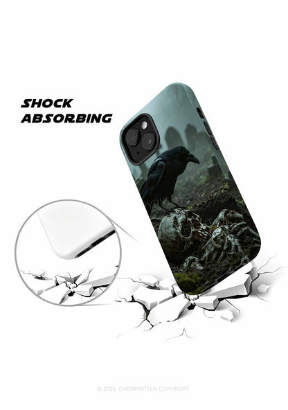 Halloween Raven On Skull Y2K Phone Case Cherrykitten