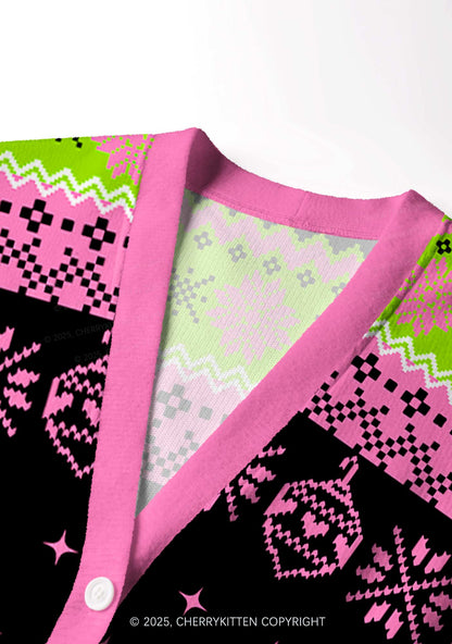 On Off Mode Y2K Christmas Cardigan Knit Sweatshirt Cherrykitten