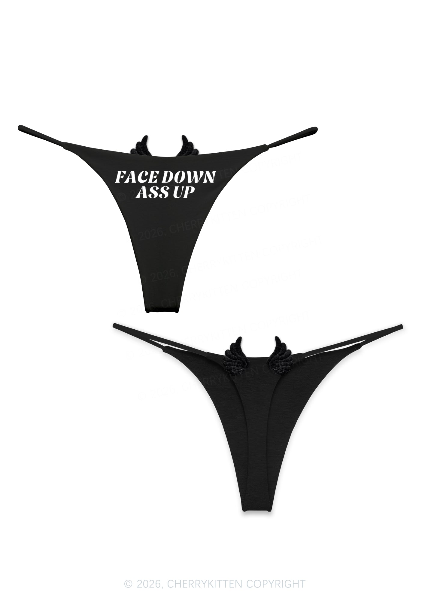 Face Down Ass Up Y2K Goth Angel Wings Bikini String Thong Cherrykitten