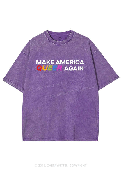 Make America Queer Again Pride Y2K Shirts Washed Tee Cherrykitten