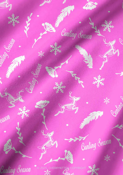 Christmas Cunting Season Y2K Print Long Sleeve Pajama Set Cherrykitten