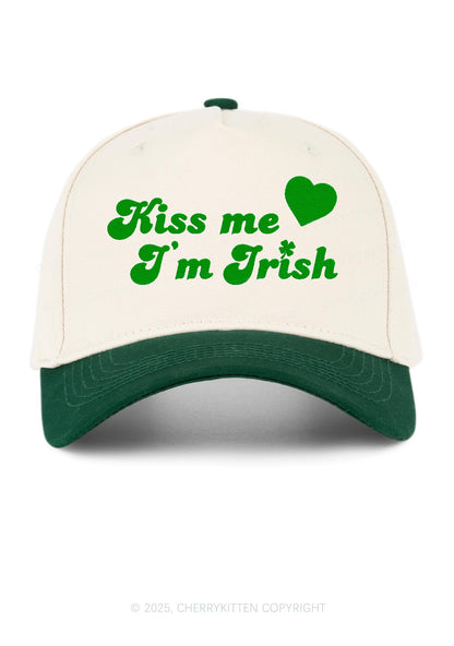 Embroidered Kiss Me Im Irish St Patricks Y2K Color Block Baseball Cap Cherrykitten