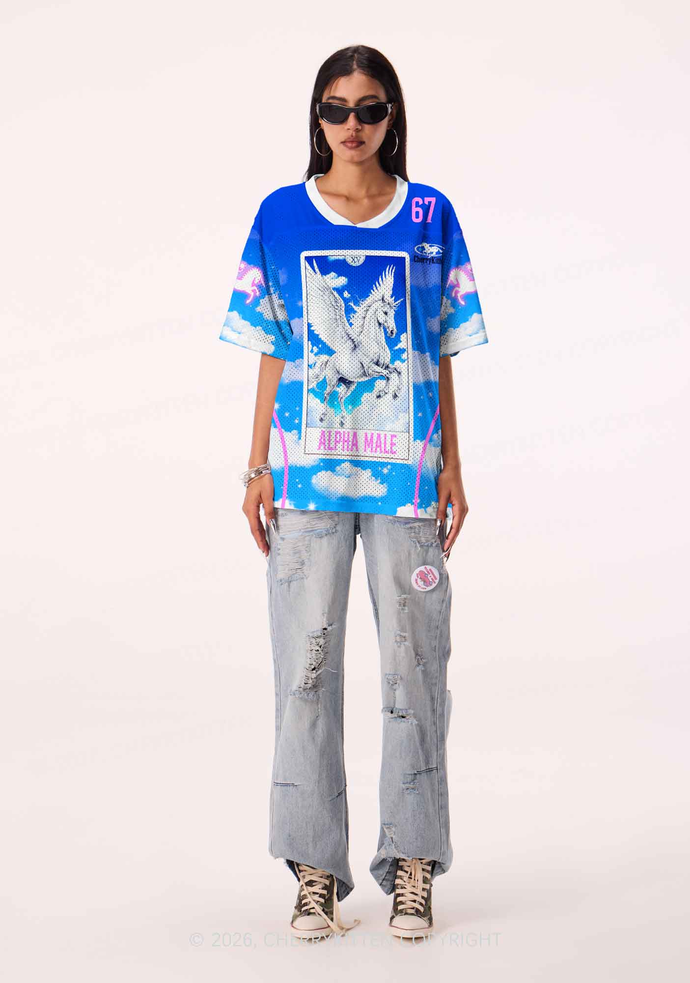 Blue Sky Alpha Male Unicorn Y2K Sport Jersey Shirts Cherrykitten