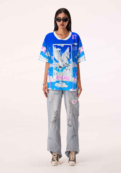 Blue Sky Alpha Male Unicorn Y2K Sport Jersey Shirts Cherrykitten