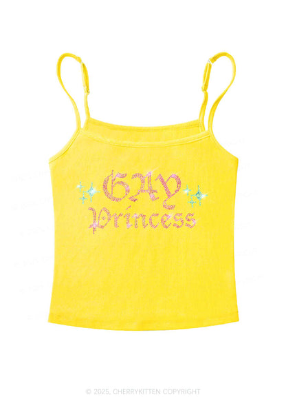 Rhinestone Gay Princess Pride Y2K Spaghetti Strap Cami Cherrykitten