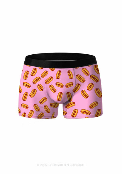 Pink Hot Dog Y2K Print Men Boxer Briefs Cherrykitten