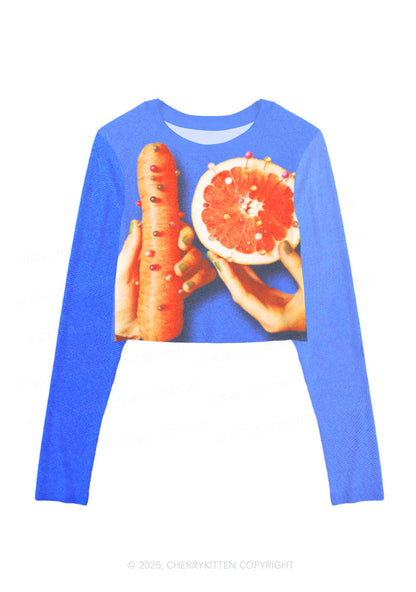 Carrots and Grapefruit Pride Y2K Mesh Long Sleeve Crop Top Cherrykitten