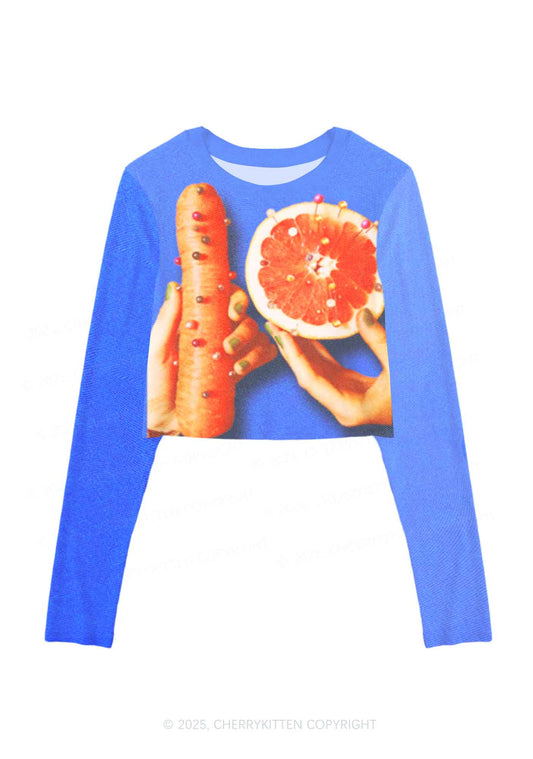 Carrots and Grapefruit Pride Y2K Mesh Long Sleeve Crop Top Cherrykitten