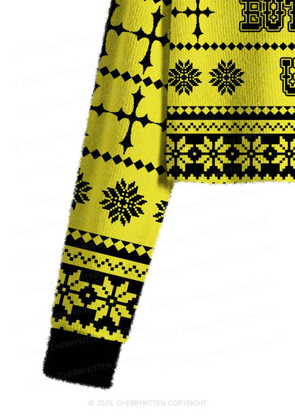 U Can Pick Ur Daddy Y2K Christmas Crop Knit Sweatshirt Cherrykitten