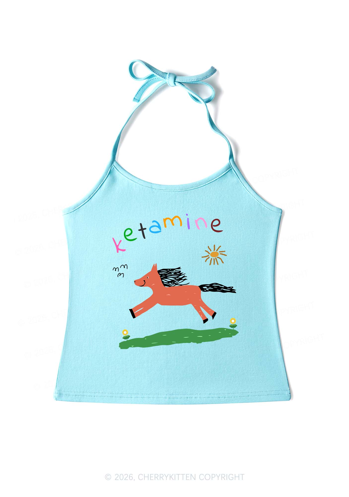 Orange Pony Y2K Halter Neck Cami Cherrykitten
