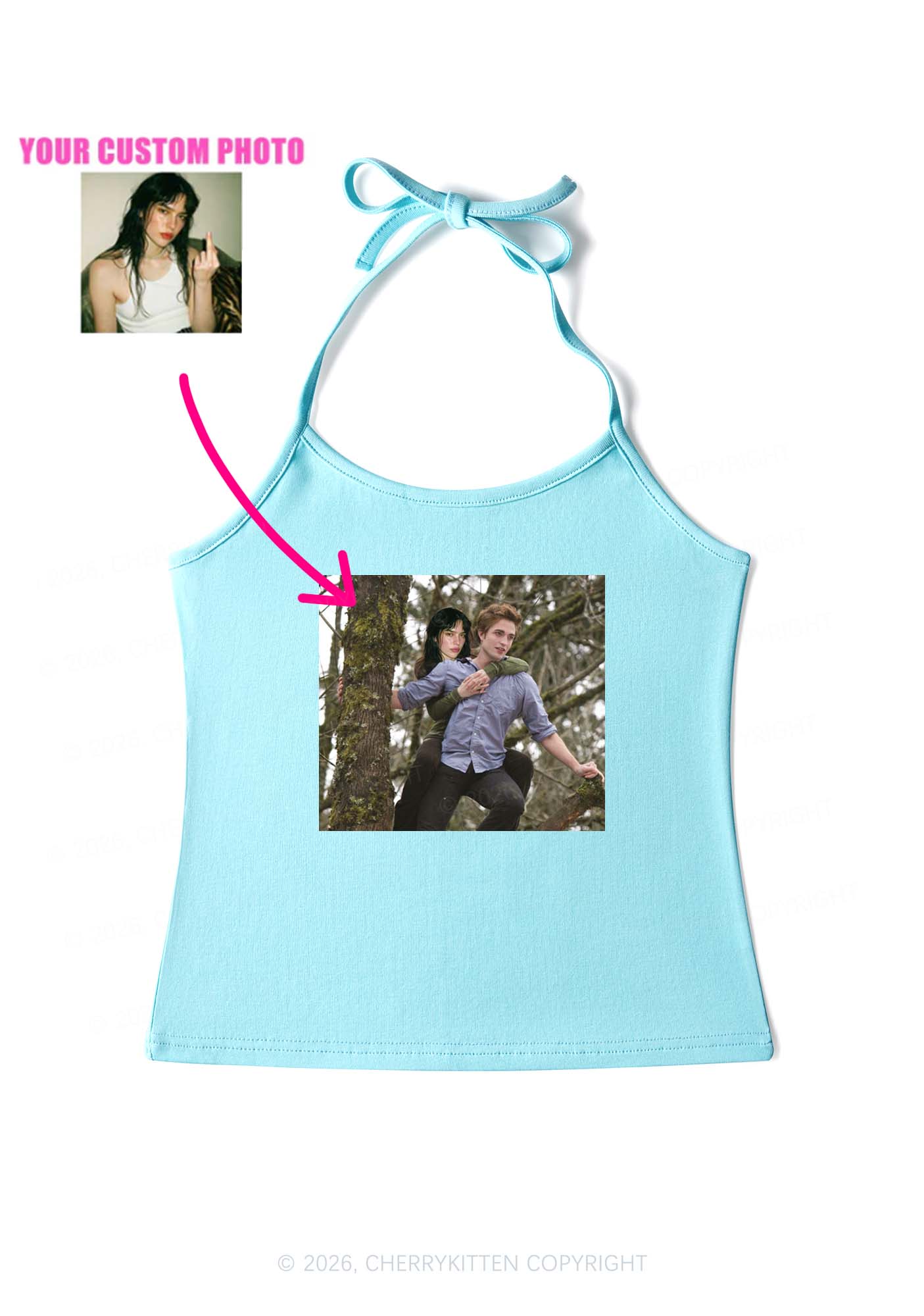 Custom Face Y2K Halter Neck Cami Cherrykitten