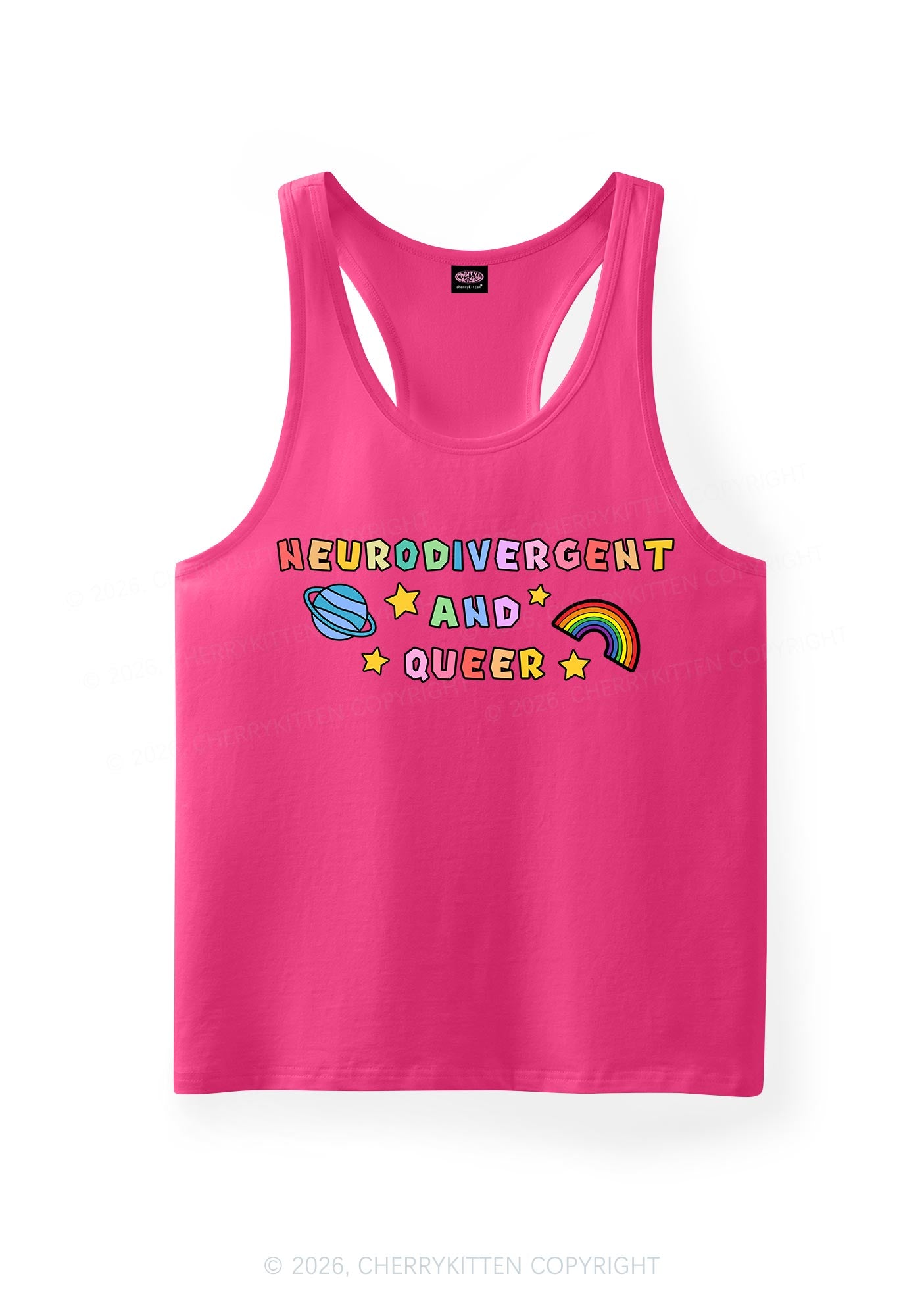 Neurodivergent And Queer Pride Y2K Men Racerback Tank Top Cherrykitten