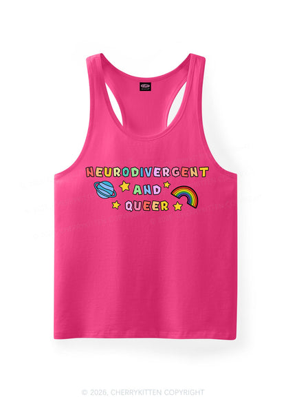 Neurodivergent And Queer Pride Y2K Men Racerback Tank Top Cherrykitten