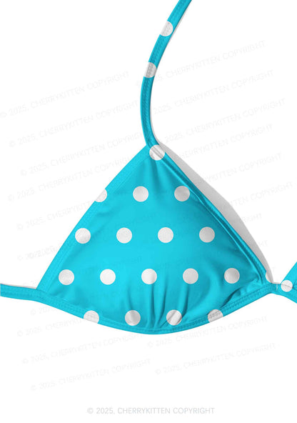 Blue And White Dots Y2K Print Bikini Set Cherrykitten