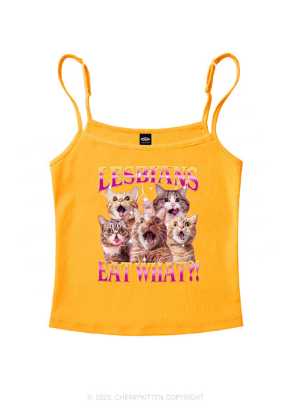 Funny Lesbian Cat Pride Y2K Spaghetti Strap Cami Cherrykitten