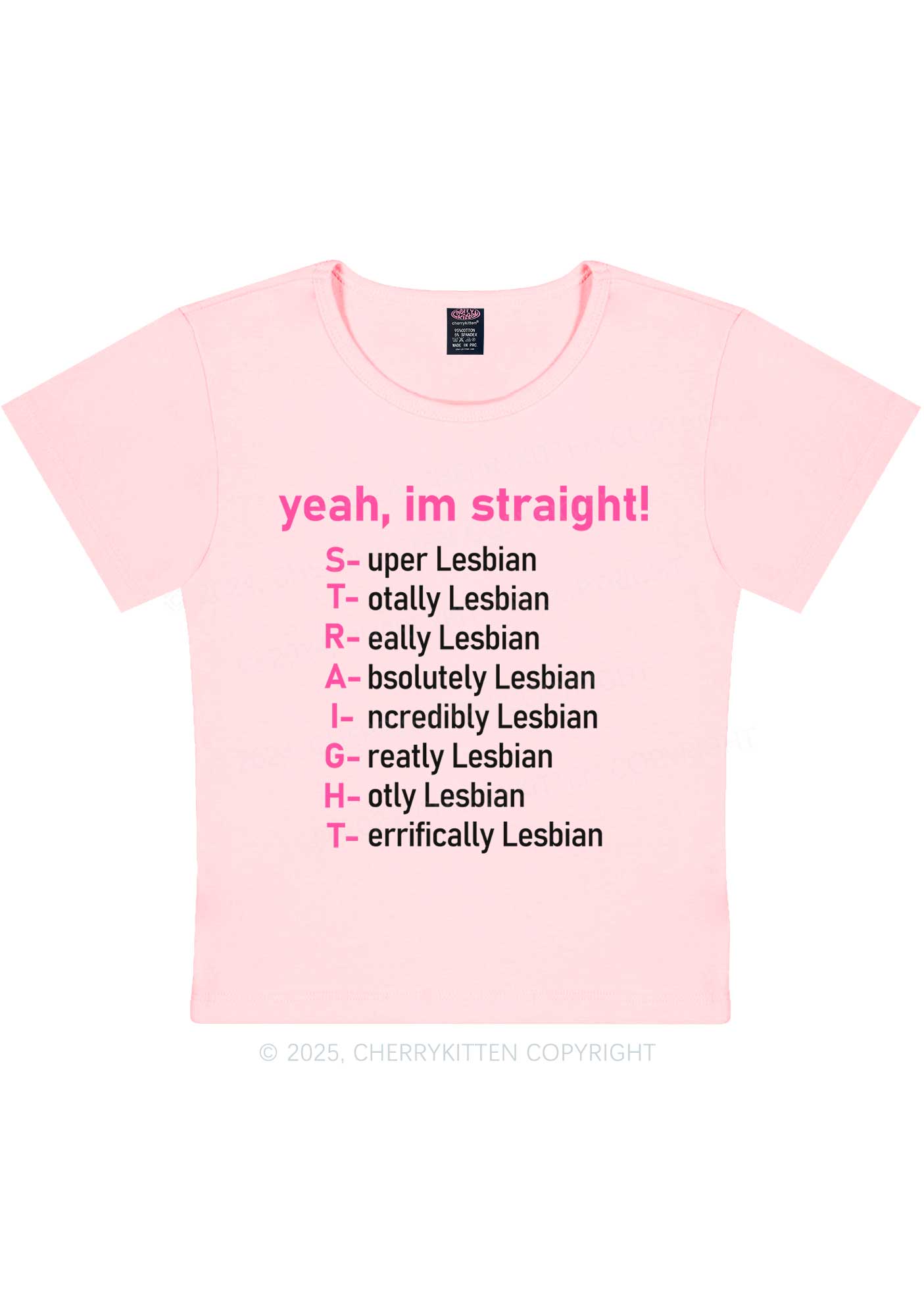 Straight Lesbian Y2K Baby Tee Cherrykitten