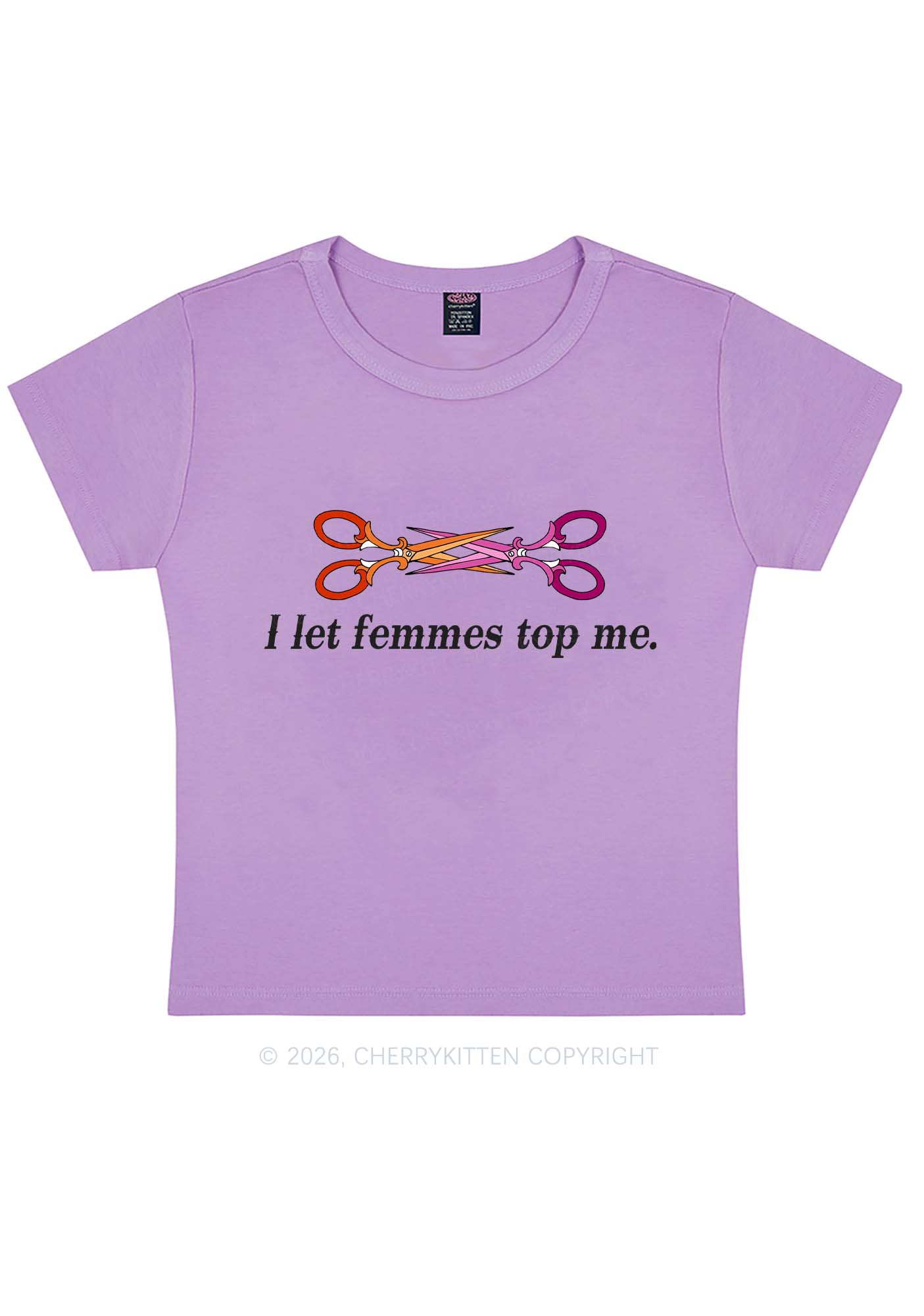 I Let Femmes Top Me Scissors Pride Y2K Baby Tee Cherrykitten
