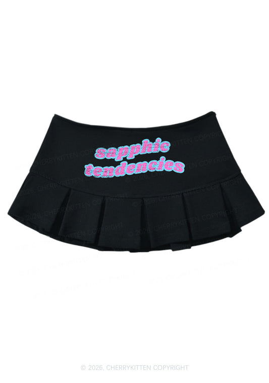 Sapphic Tendencies Pride Y2K Mini Pleated Skirts Cherrykitten