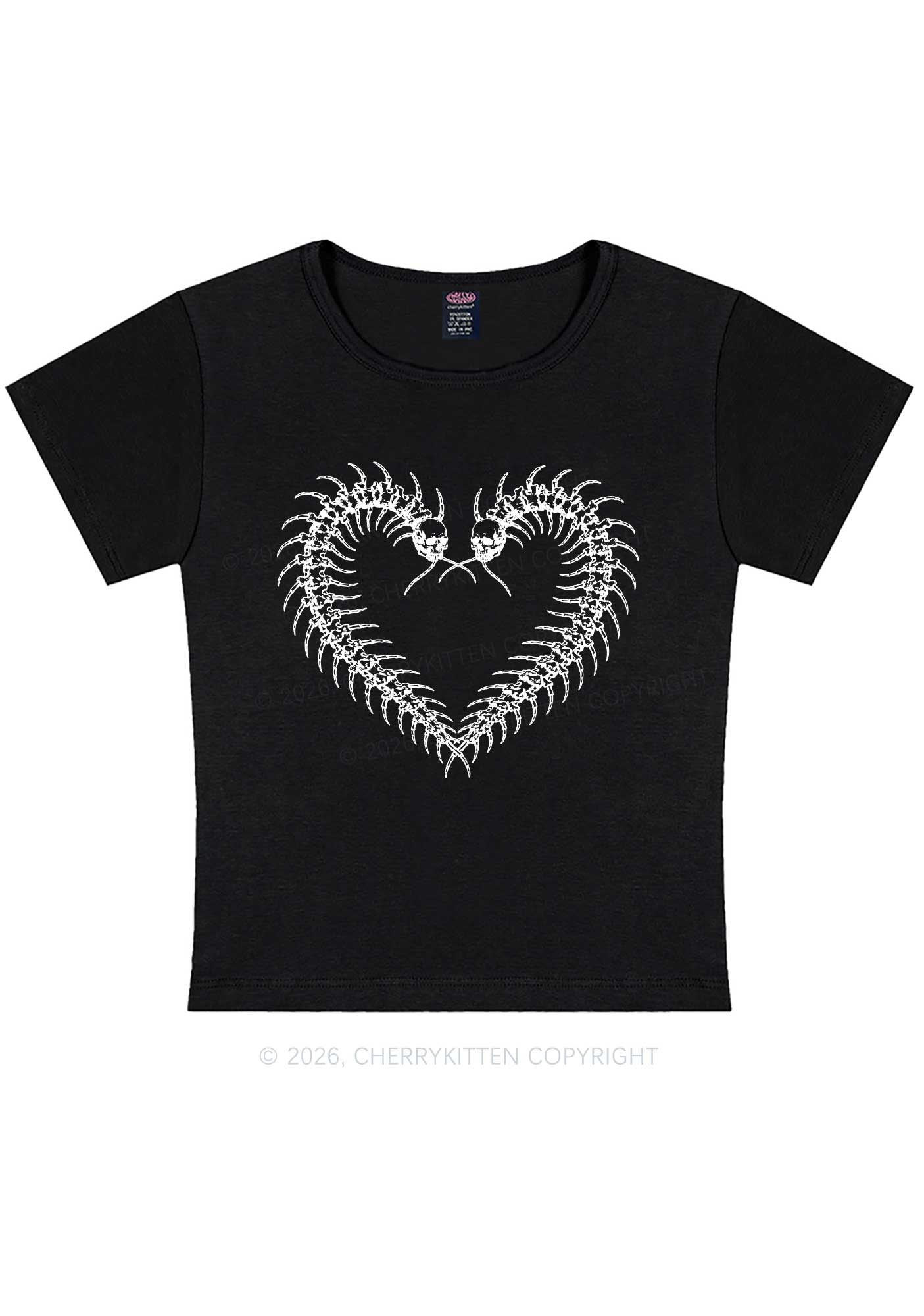 Halloween Centipede Heart Shape Y2K Baby Tee Cherrykitten