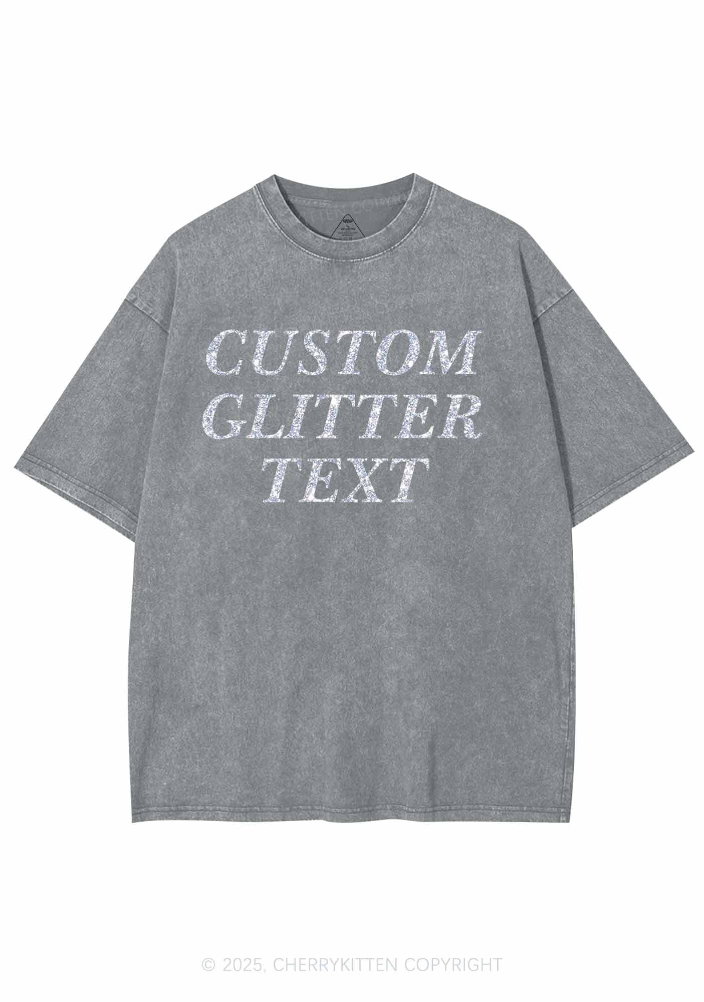 Custom Text Glitter Y2K Shirts Washed Tee Cherrykitten