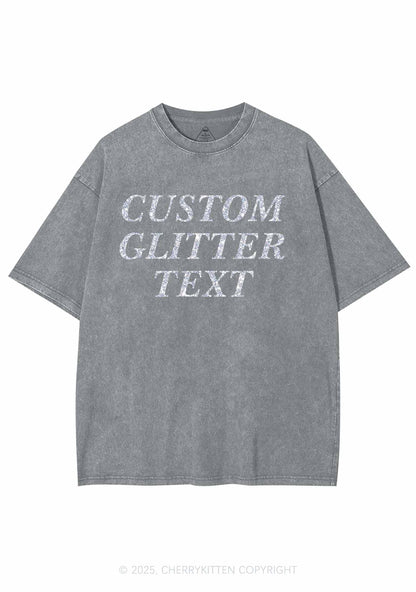 Custom Text Glitter Y2K Shirts Washed Tee Cherrykitten