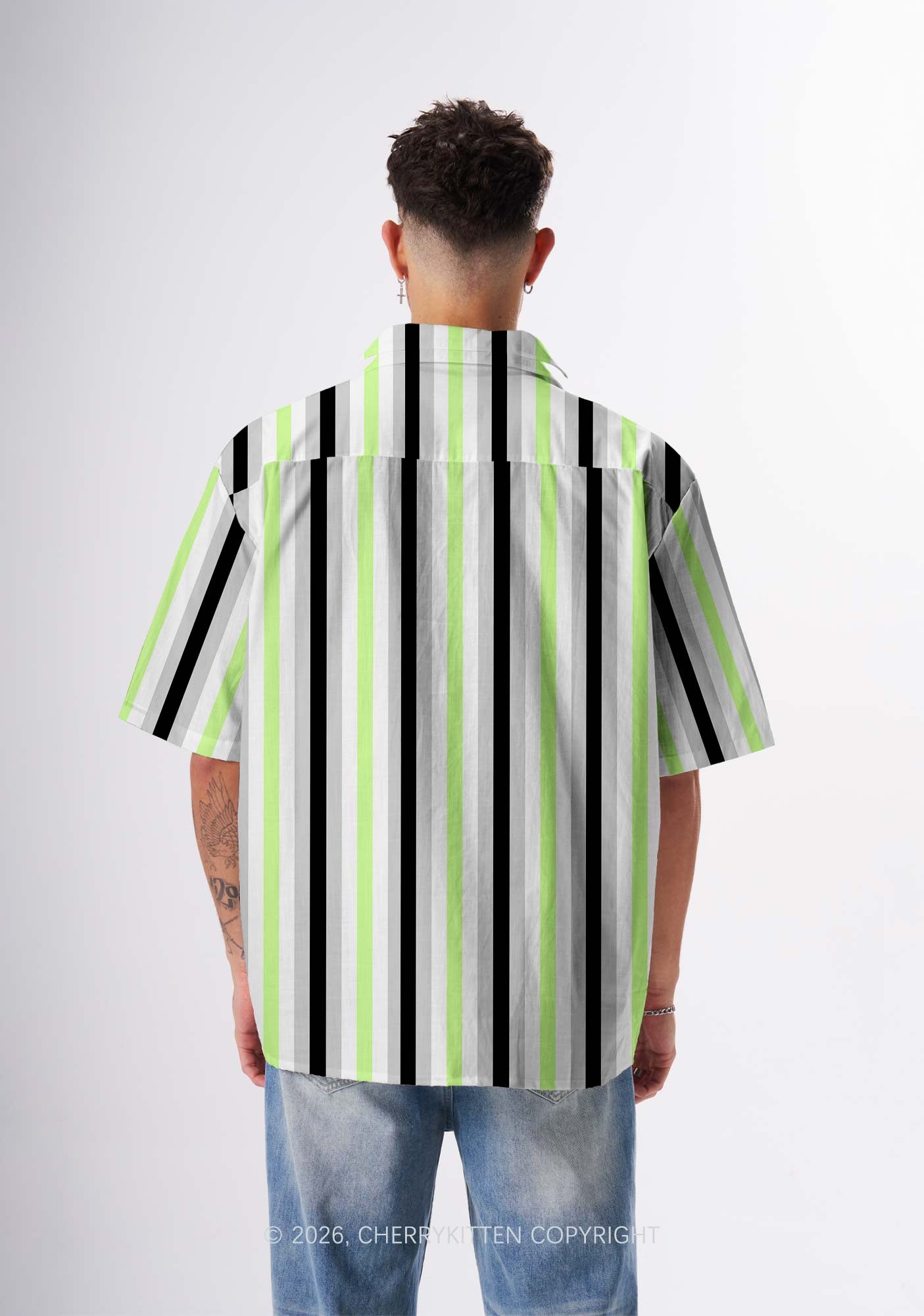 Agender Flag Pride Y2K Print Hawaiian Shirt Cherrykitten