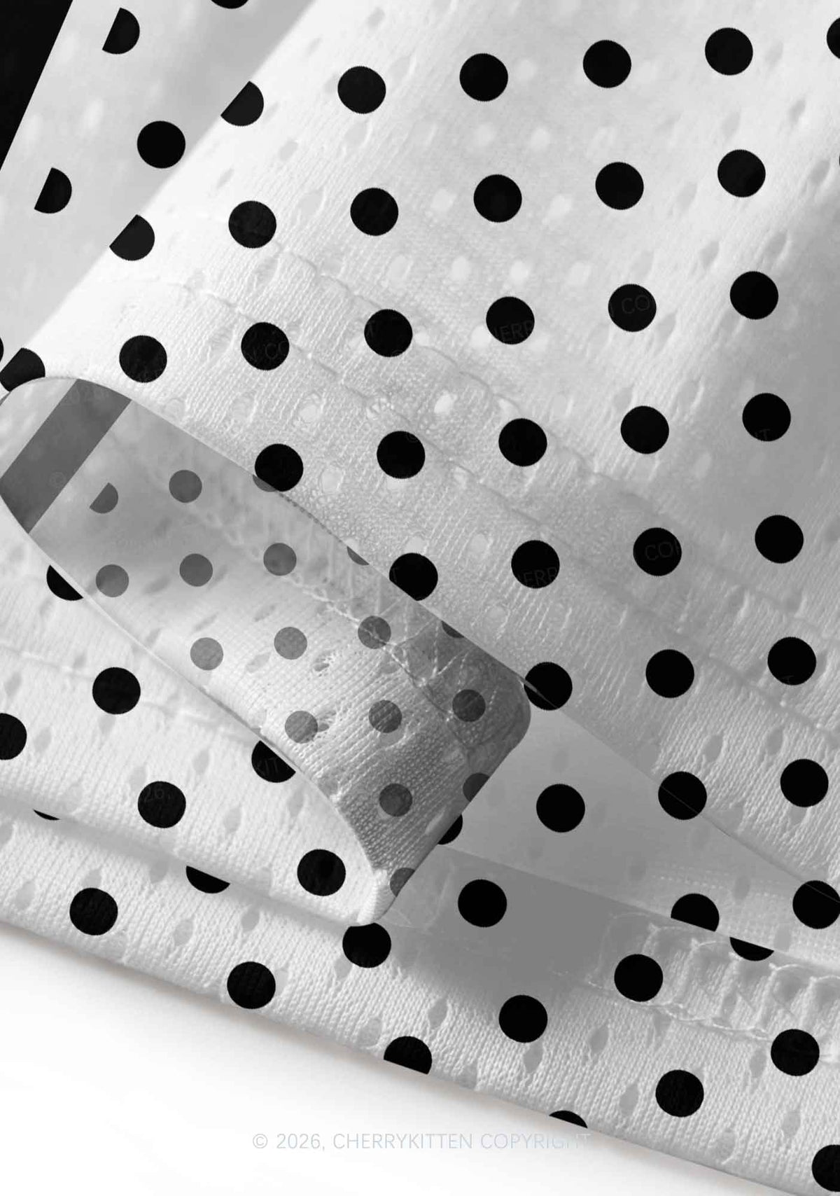 Black Dots On White Y2K Sport Jersey Drawstring Midi Skirt Cherrykitten