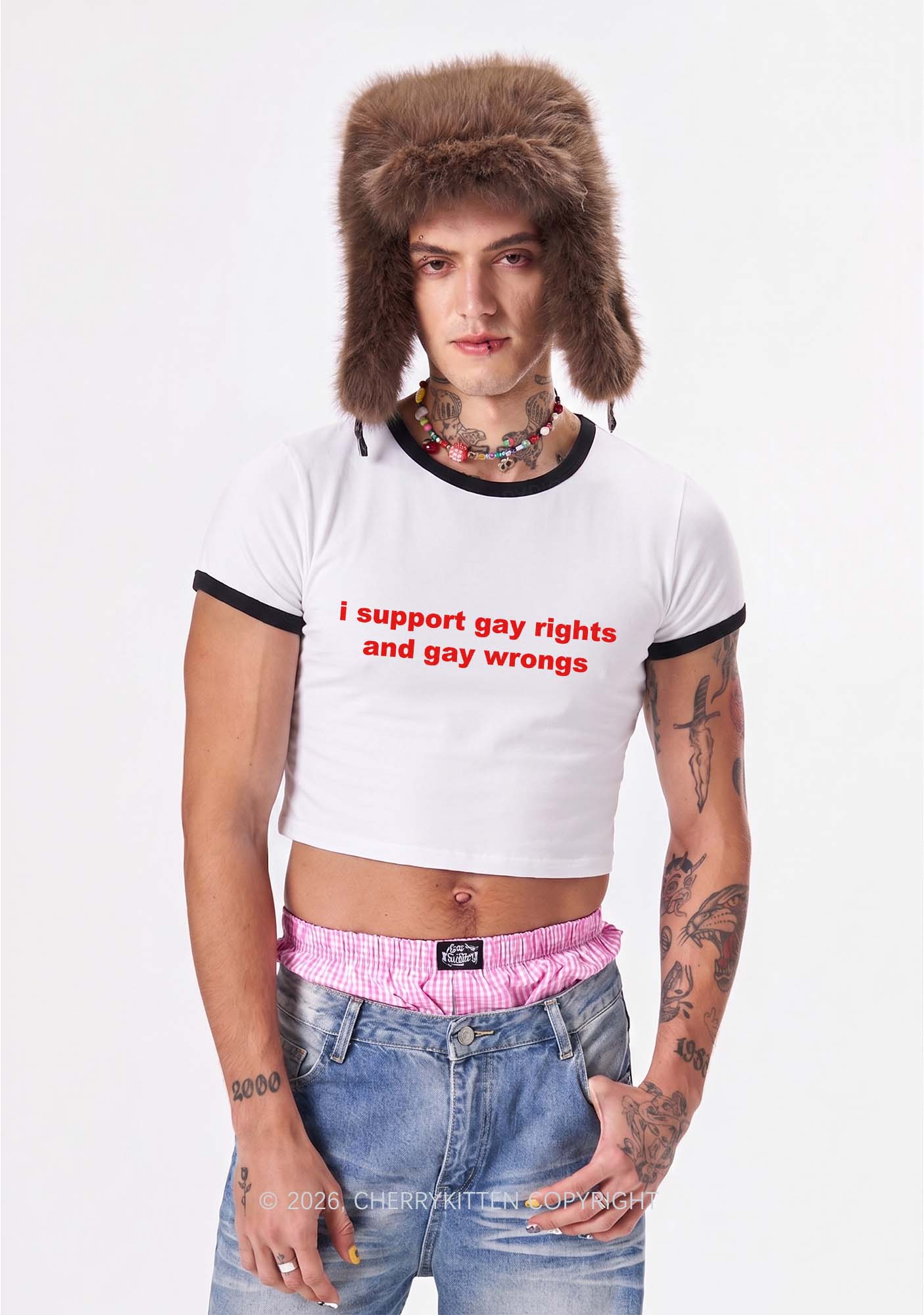 Support Gay Rights Y2K Ringer Tee Cherrykitten