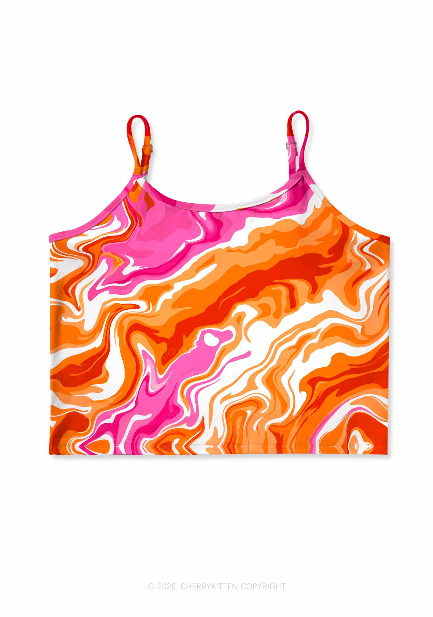 Lesbian Liquid Tie Dye Pride Y2K Print Cami Crop Top Cherrykitten