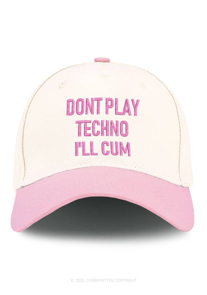 Embroidered Dont Play Techno Y2K Color Block Baseball Cap Cherrykitten