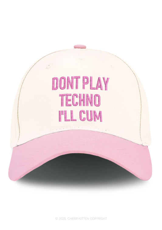 Embroidered Dont Play Techno Y2K Color Block Baseball Cap Cherrykitten