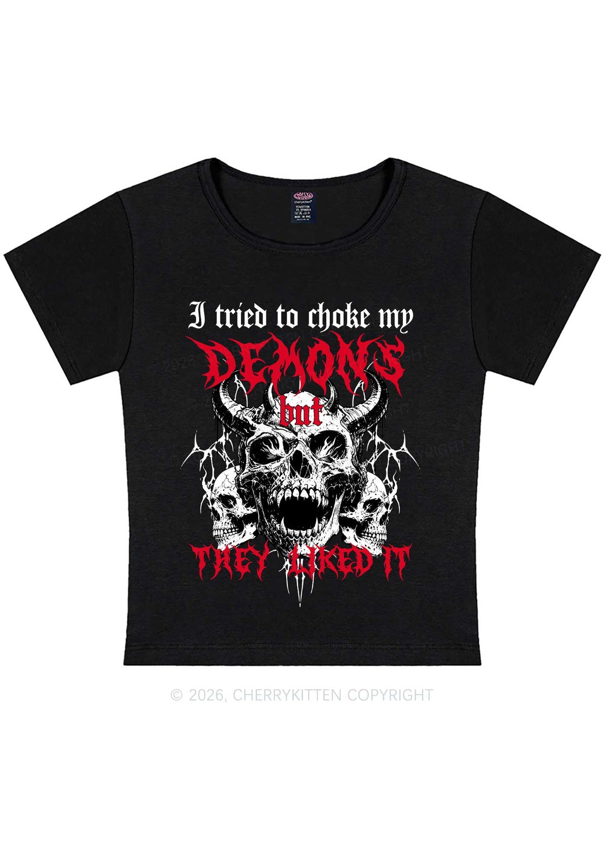 Halloween Choke My Demons Y2K Baby Tee Cherrykitten
