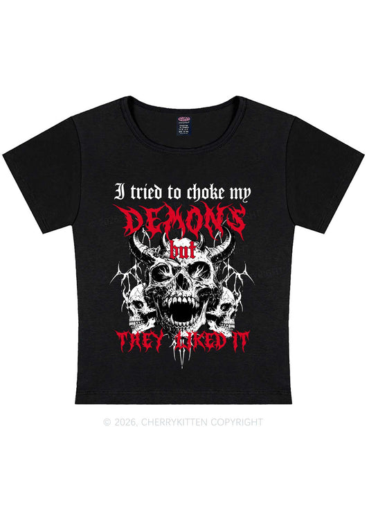 Halloween Choke My Demons Y2K Baby Tee Cherrykitten