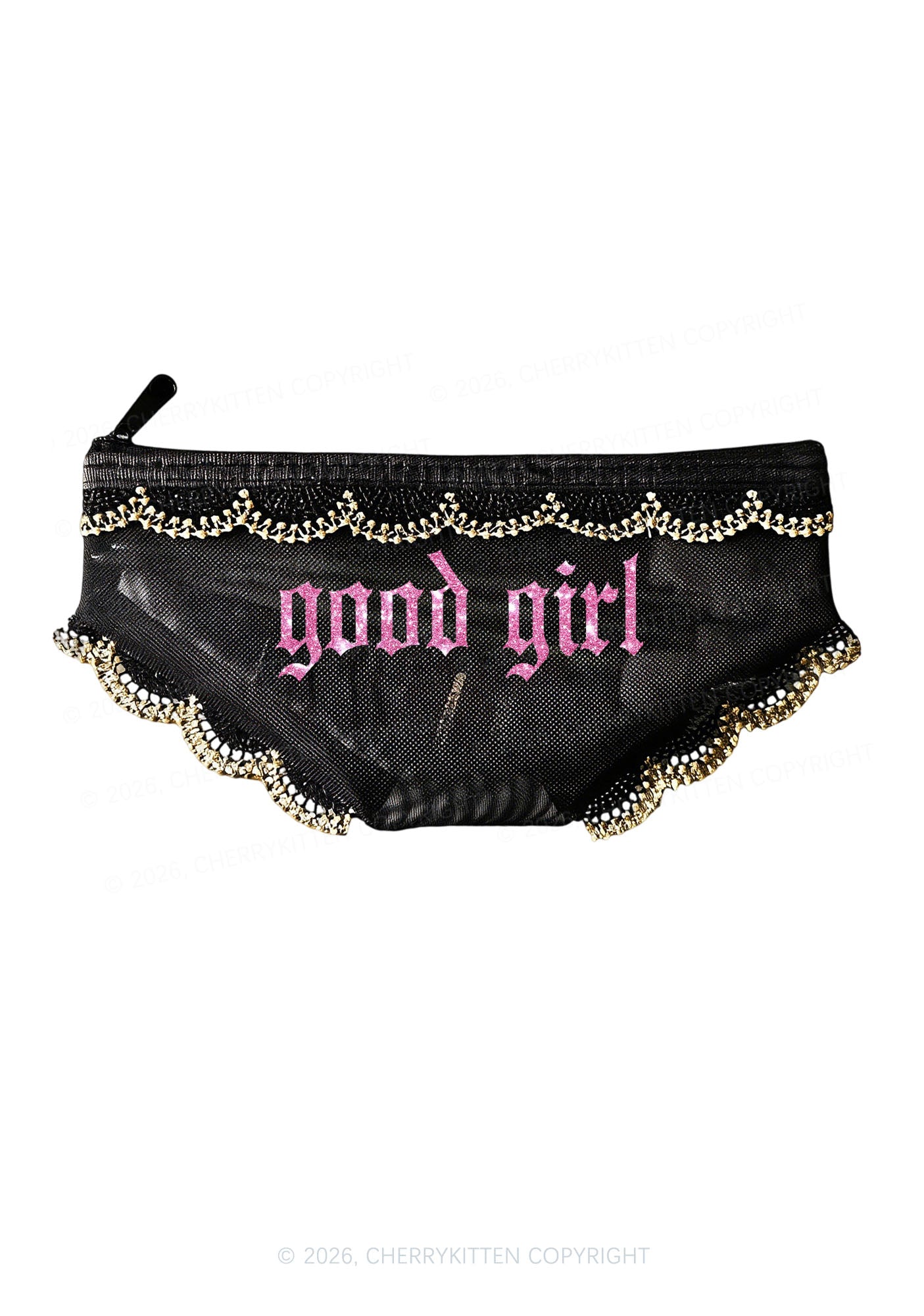Glitter Good Girl Y2K Briefs Shape Cosmetic Pouch Cherrykitten