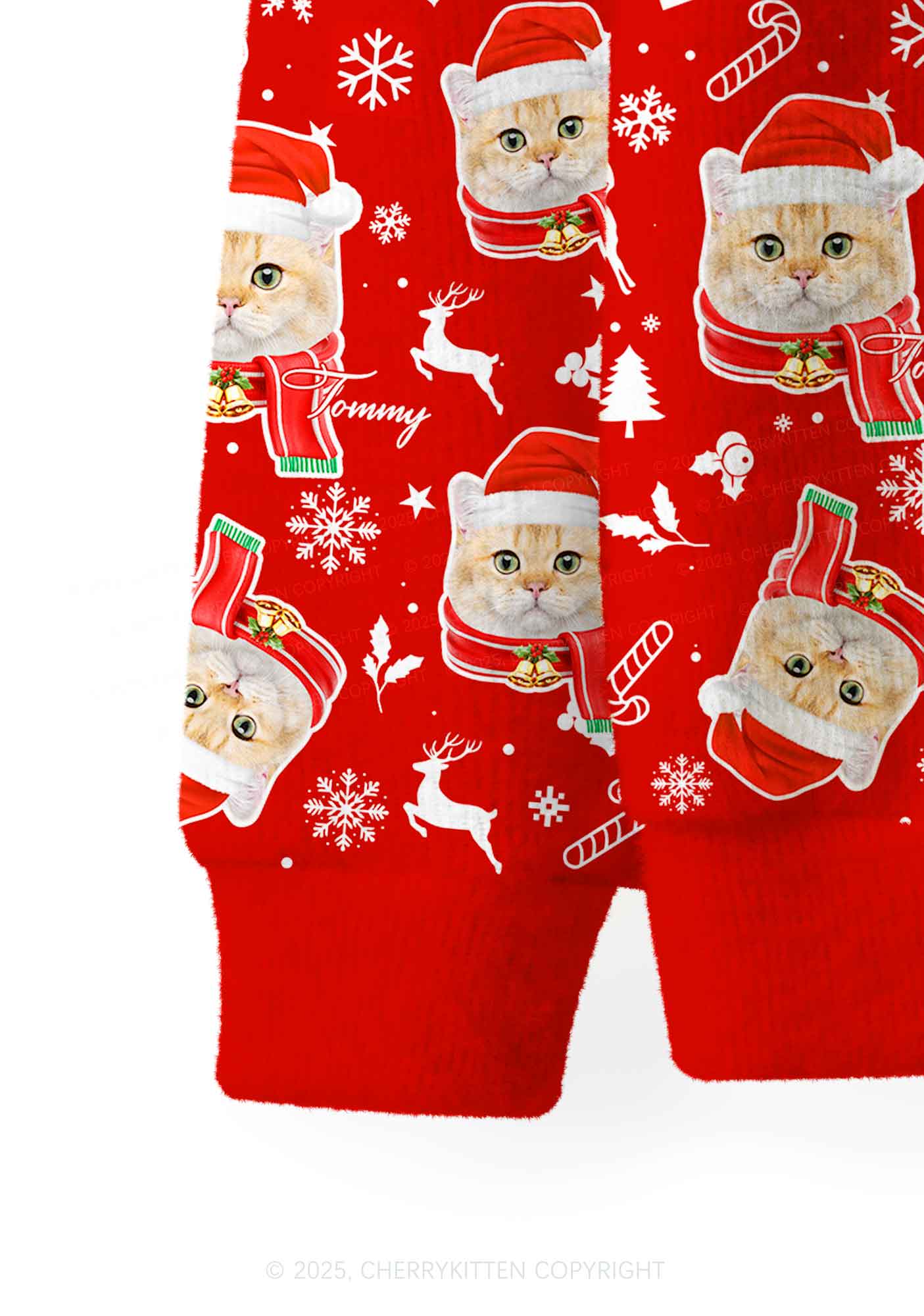 Custom Candy Cat Face Y2K Christmas Cardigan Knit Sweatshirt Cherrykitten