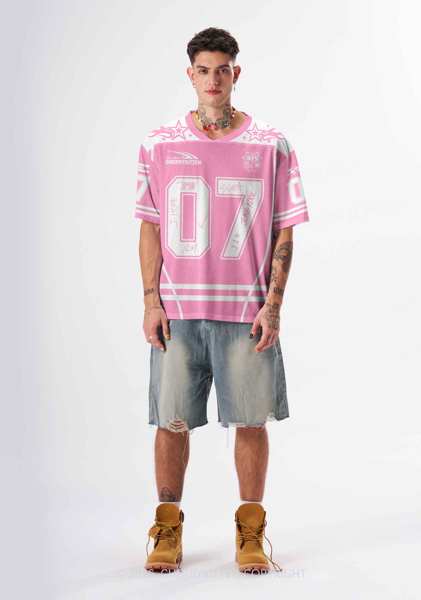 Custom Pink Korean Boys Y2K Sport Jersey Shirts Cherrykitten