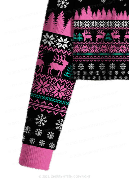 Sorry For Being So Funny Y2K Christmas Crop Knit Sweatshirt Cherrykitten