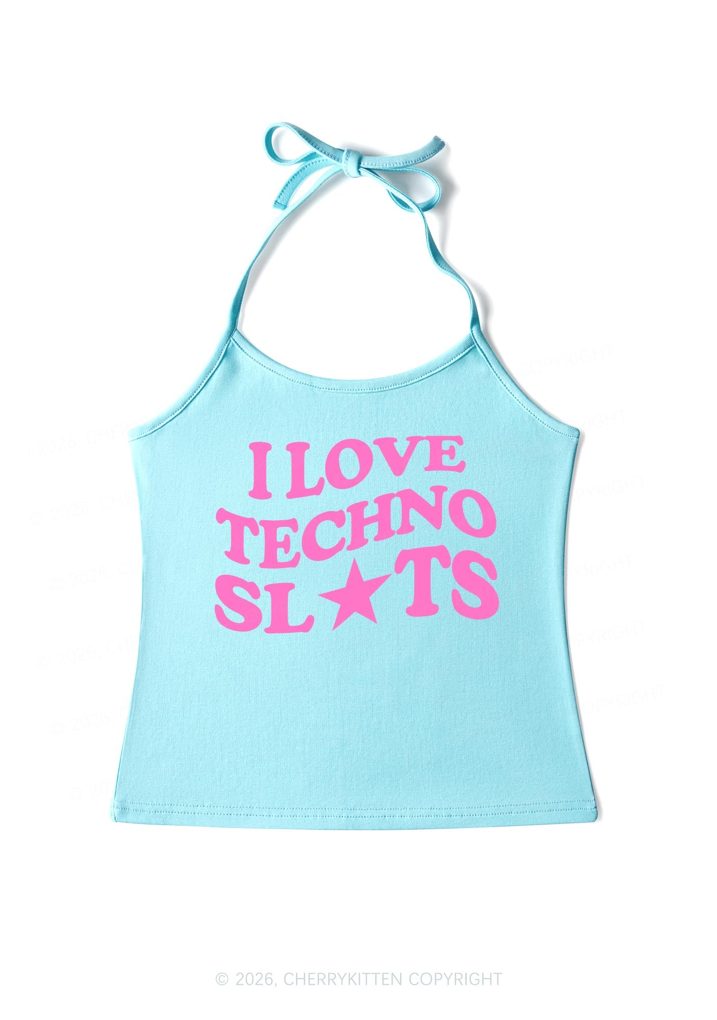 I Love Techno Slxts Y2K Halter Neck Cami Cherrykitten