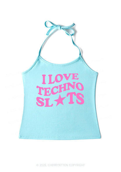 I Love Techno Slxts Y2K Halter Neck Cami Cherrykitten