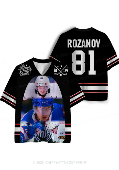 Black Hockey Match HR Y2K Sport Jersey Shirts Cherrykitten