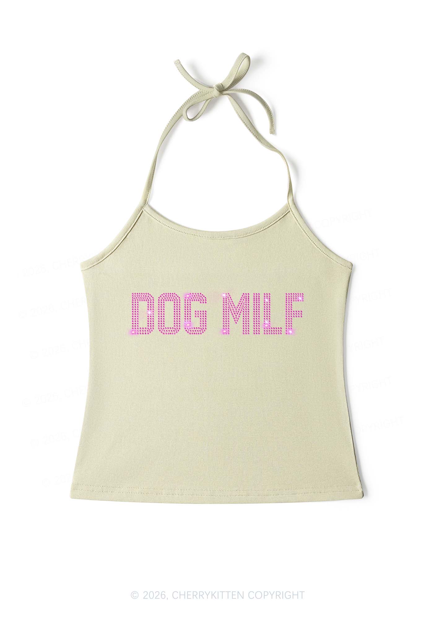 Rhinestone Dog Mxxf Y2K Halter Neck Cami Cherrykitten