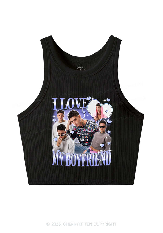 Custom Sparkly Heart I Love BF GF Y2K Crop Tank Top Cherrykitten